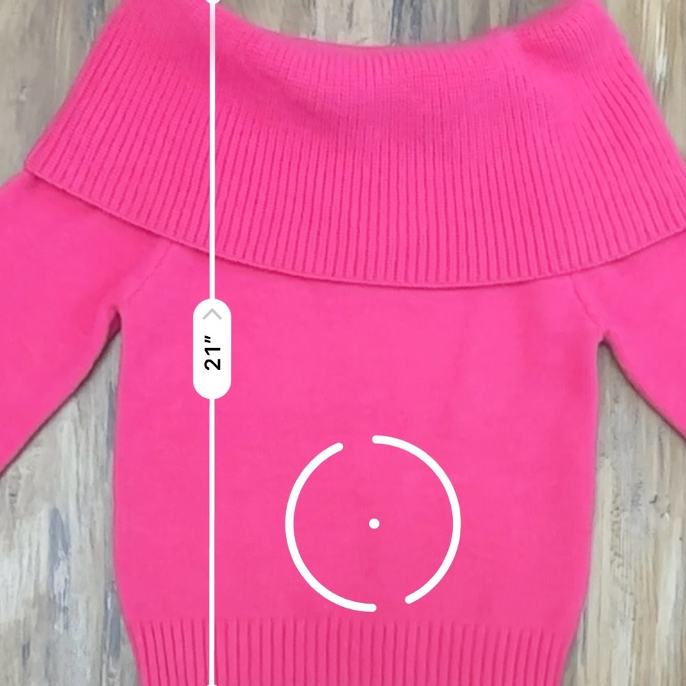 Hot Pink Fold Over Flare Sleeve Chunky Knit Sweater - Picture 6 of 7
